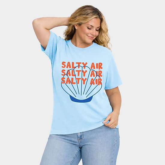 Simply Sage Market - Salty Air Seashell - Women's Plus Sized Garment Dyed Graphic T-Shirt