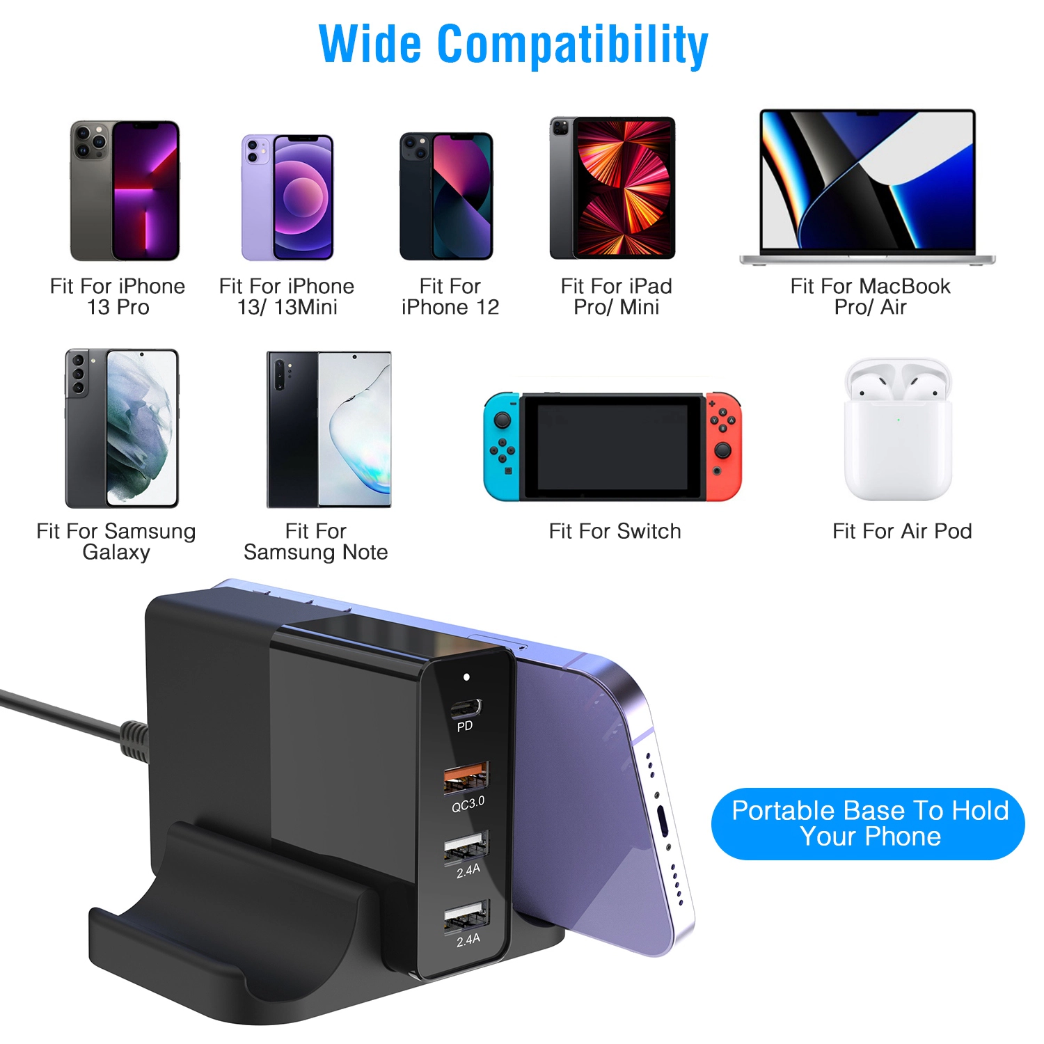 GBruno 4-Port 45W Fast Charging Station