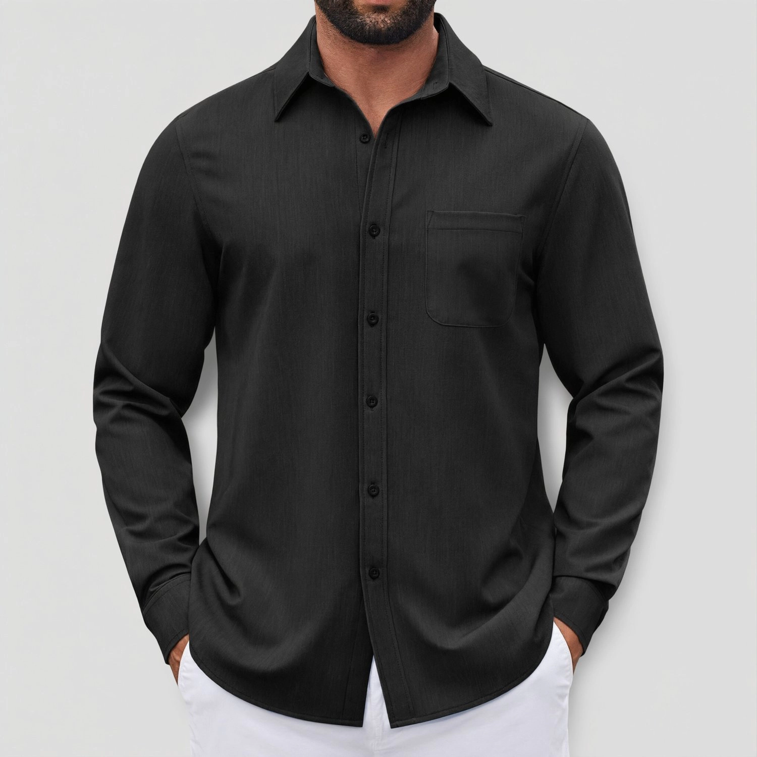 COOFANDY Mens Long Sleeve Button Down Shirt Classic Collar Chest Pocket Casual Tops