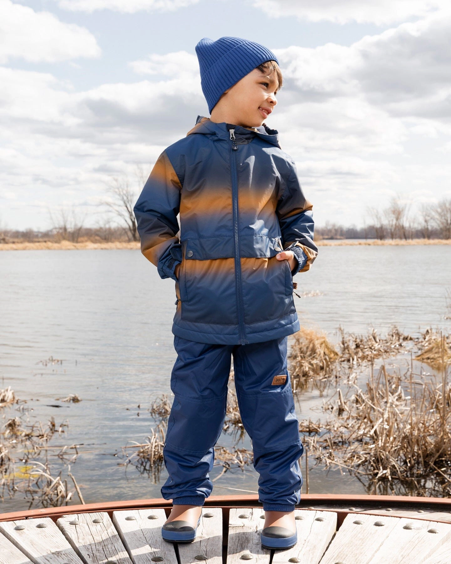 Deux par Deux Boys Gradient Jacket and Pants Two-Piece Mid-Season Outerwear Set