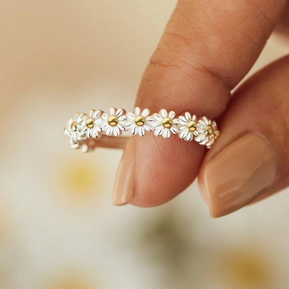 Little Daisy Flower Ring I Think About You Every Daisy Ring Wedding Band Ring