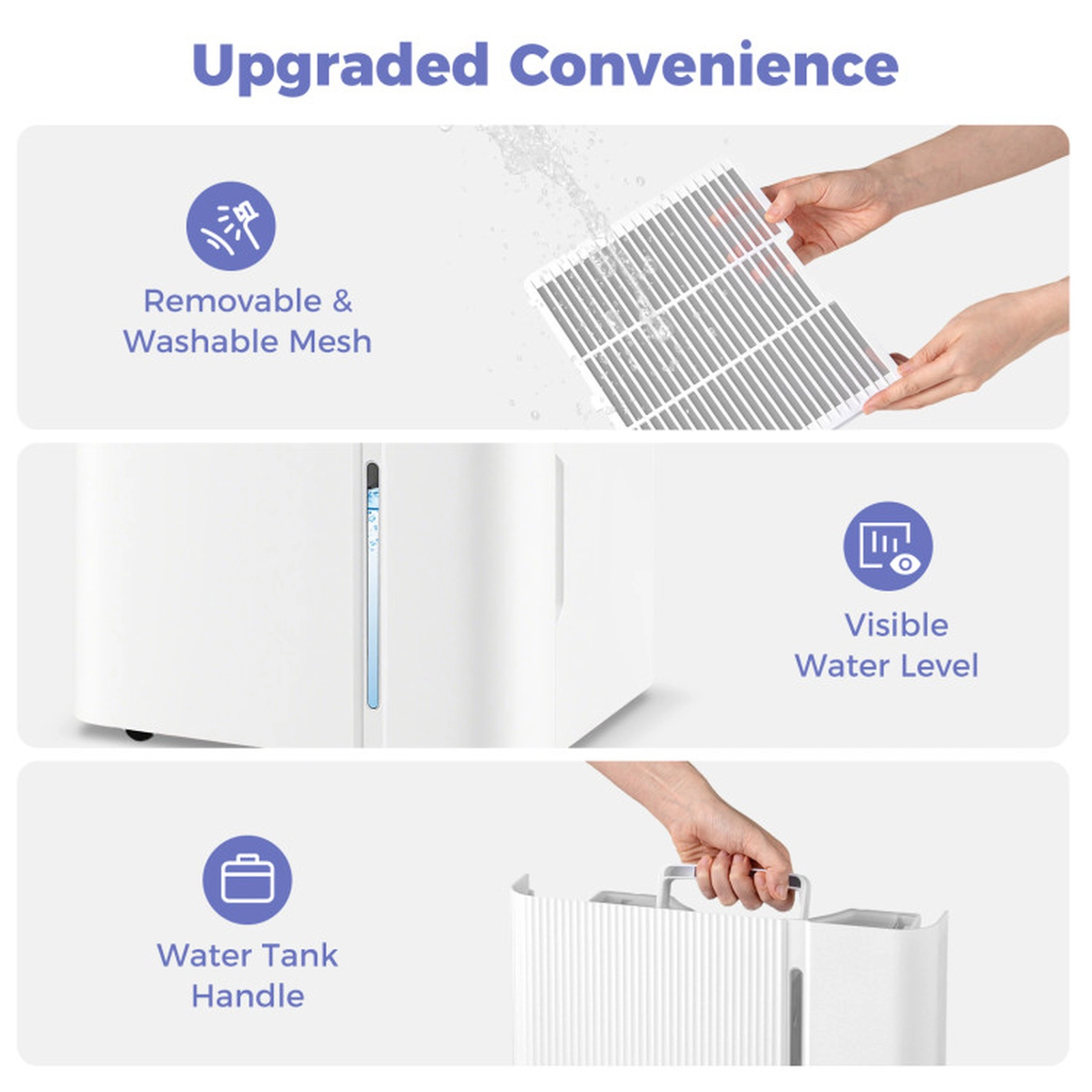 SUGIFT 74-Pint 4500-sq ft Dehumidifier with Touch Panel 1.2-gal Visible Tank 4 Wheels and Sleep Mode