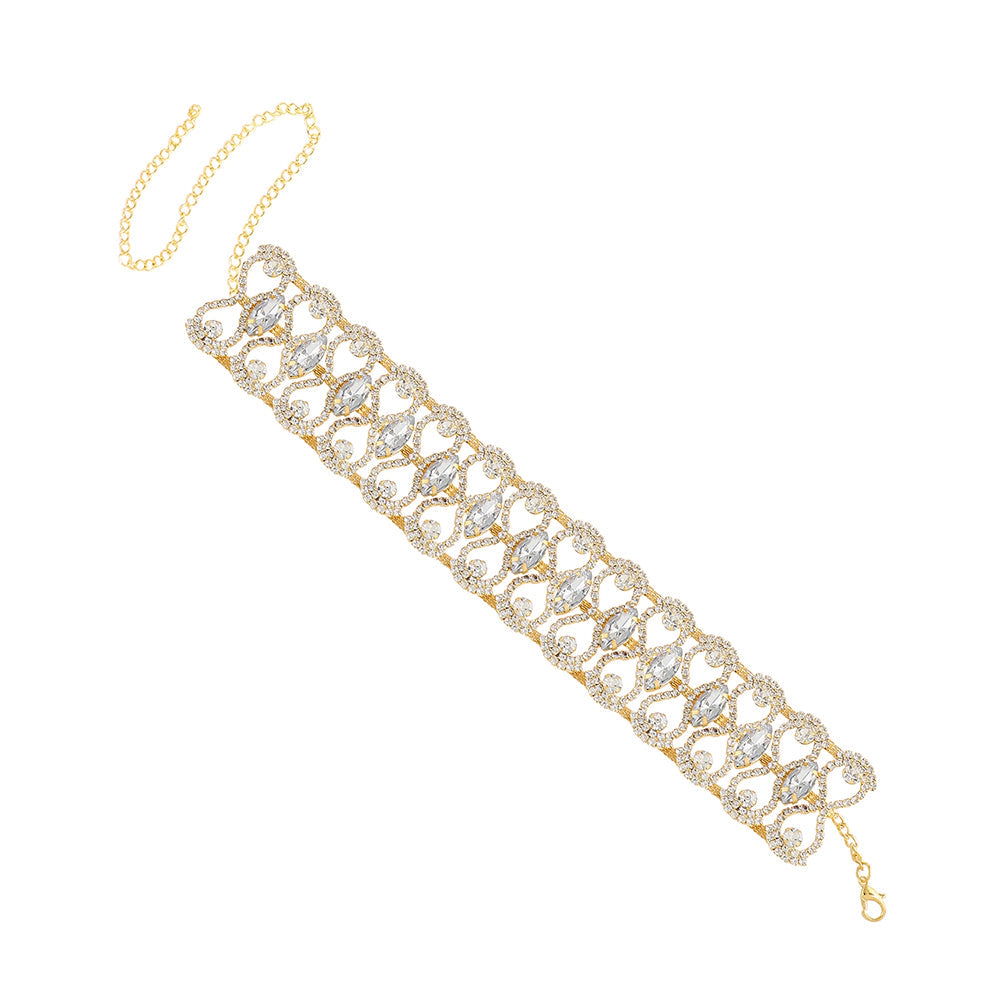 SOHI Women's Gold Plated Crystal Necklace
