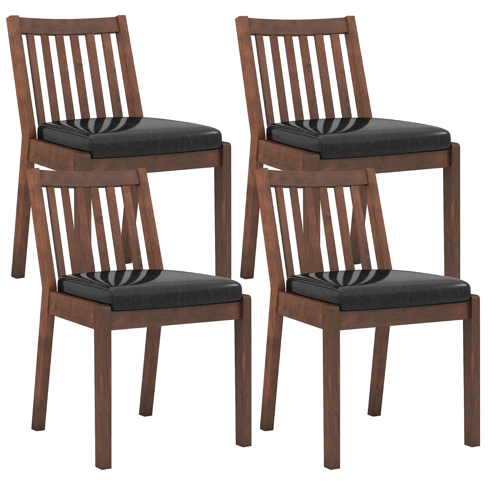 LJG PU Leather Upholstered Dining Chair with Padded Seat Set of 4