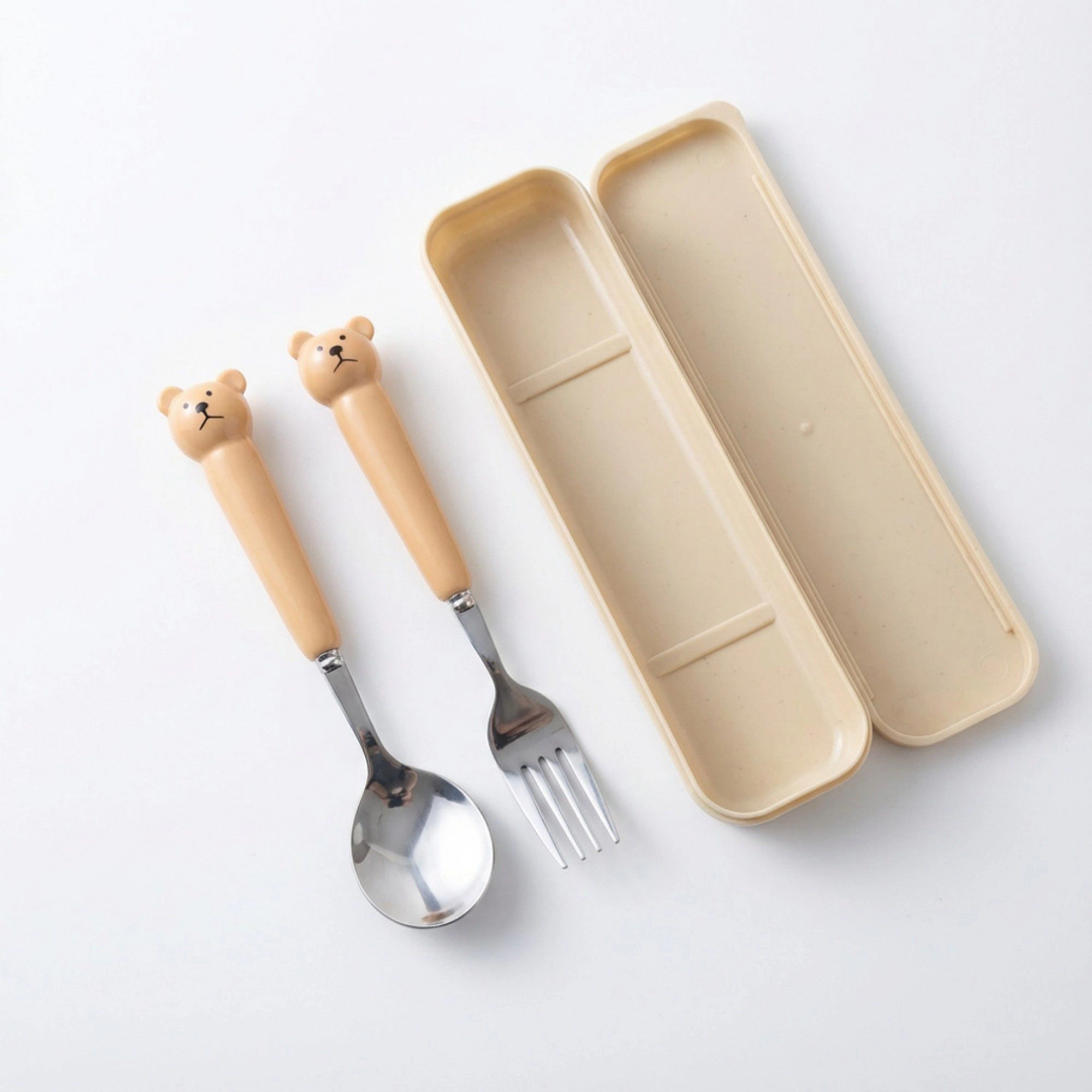 Alilang Women Portable Spoon and Fork Set with Storage Case Cute Character Handle Reusable Tableware