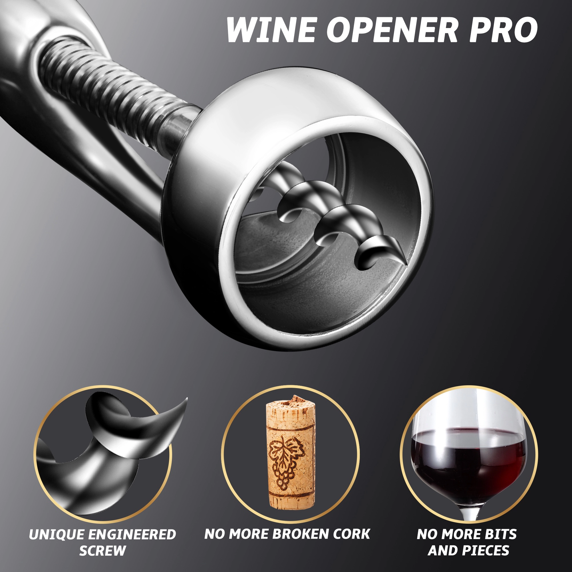 Gourmet Easy Corkscrew Wine Bottle, Stainless Steel Heavy-Duty Wine Bottle Opener
