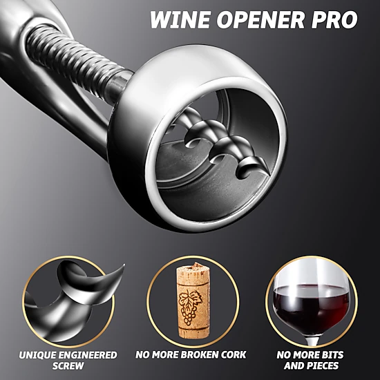 Gourmet Easy Corkscrew Wine Bottle, Stainless Steel Heavy-Duty Wine Bottle Opener