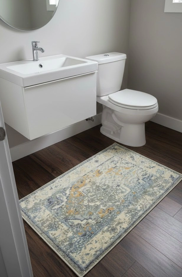 Magic Rugs 2'0 X 2'11 Hand Knotted Muted Cream Distressed Heriz Wool Rug