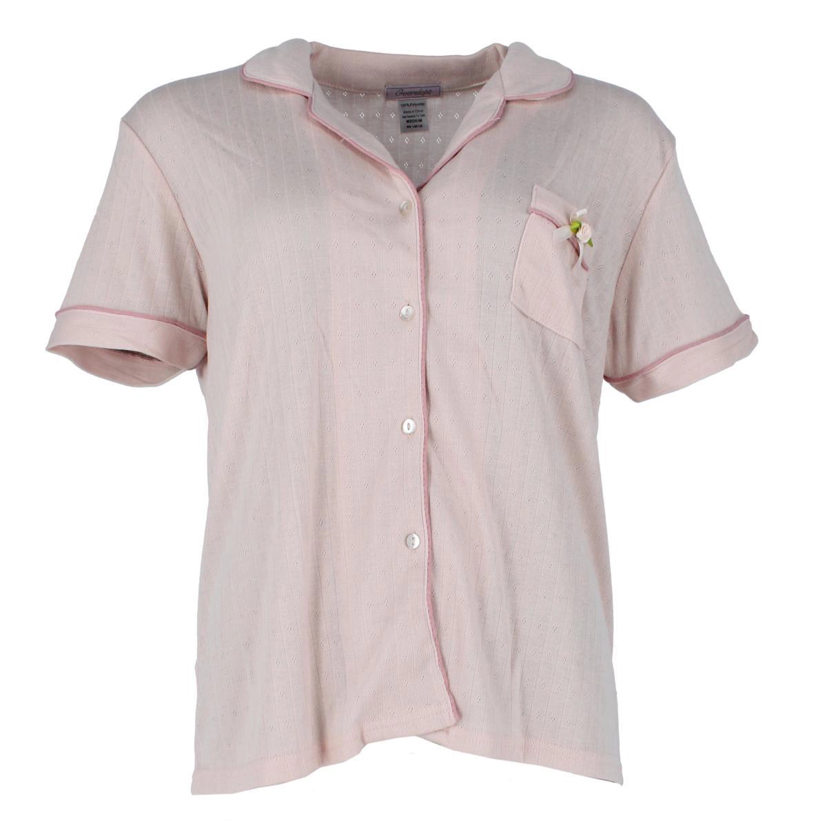 Overslept Women's Pointelle Notch Collar Short Sleeve Pajama Set