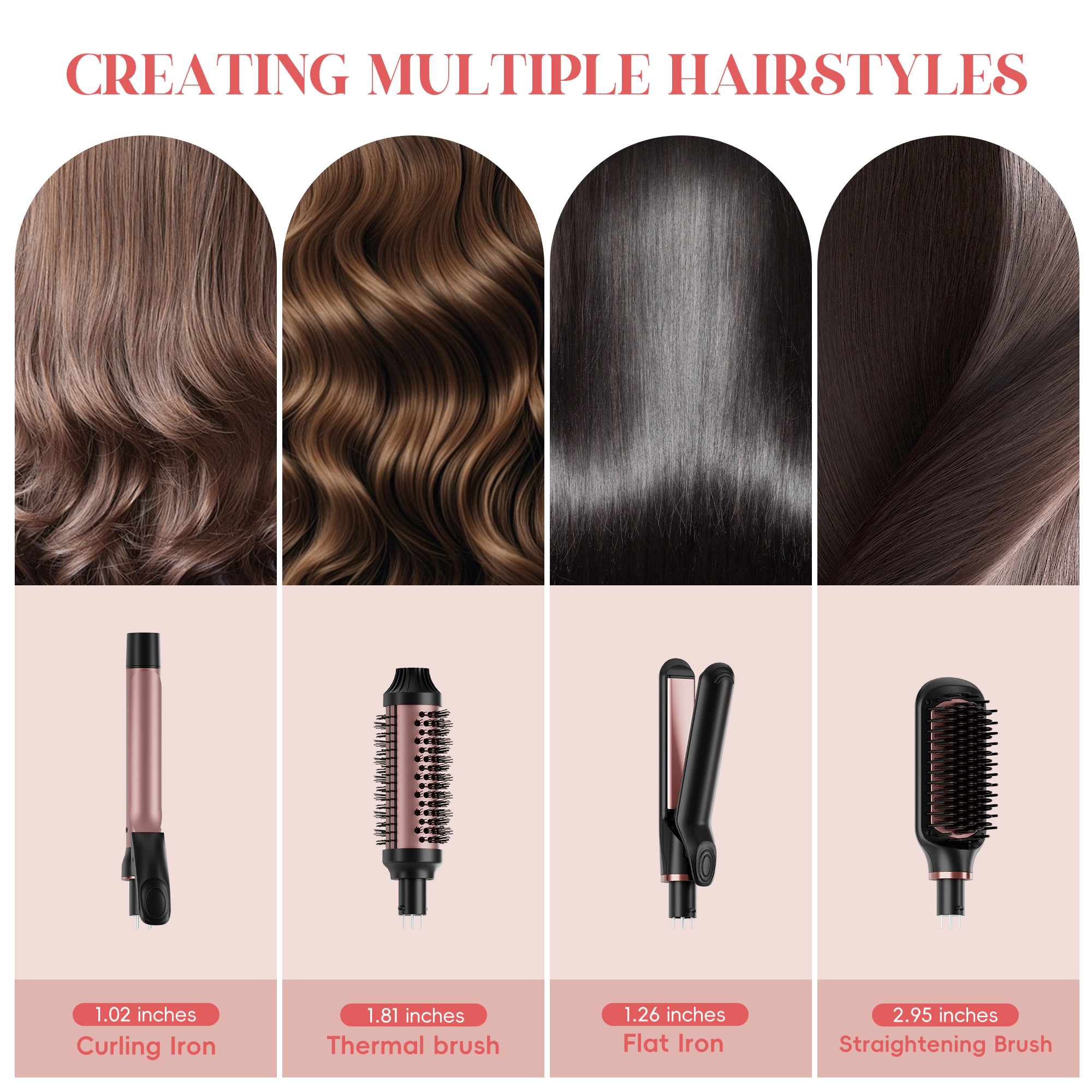 NICEBAY Thermal Hair Brush, Curling Iron Hair Styling Tools, Flat Iron Hair Straightener, Curling Wand Hair Tools
