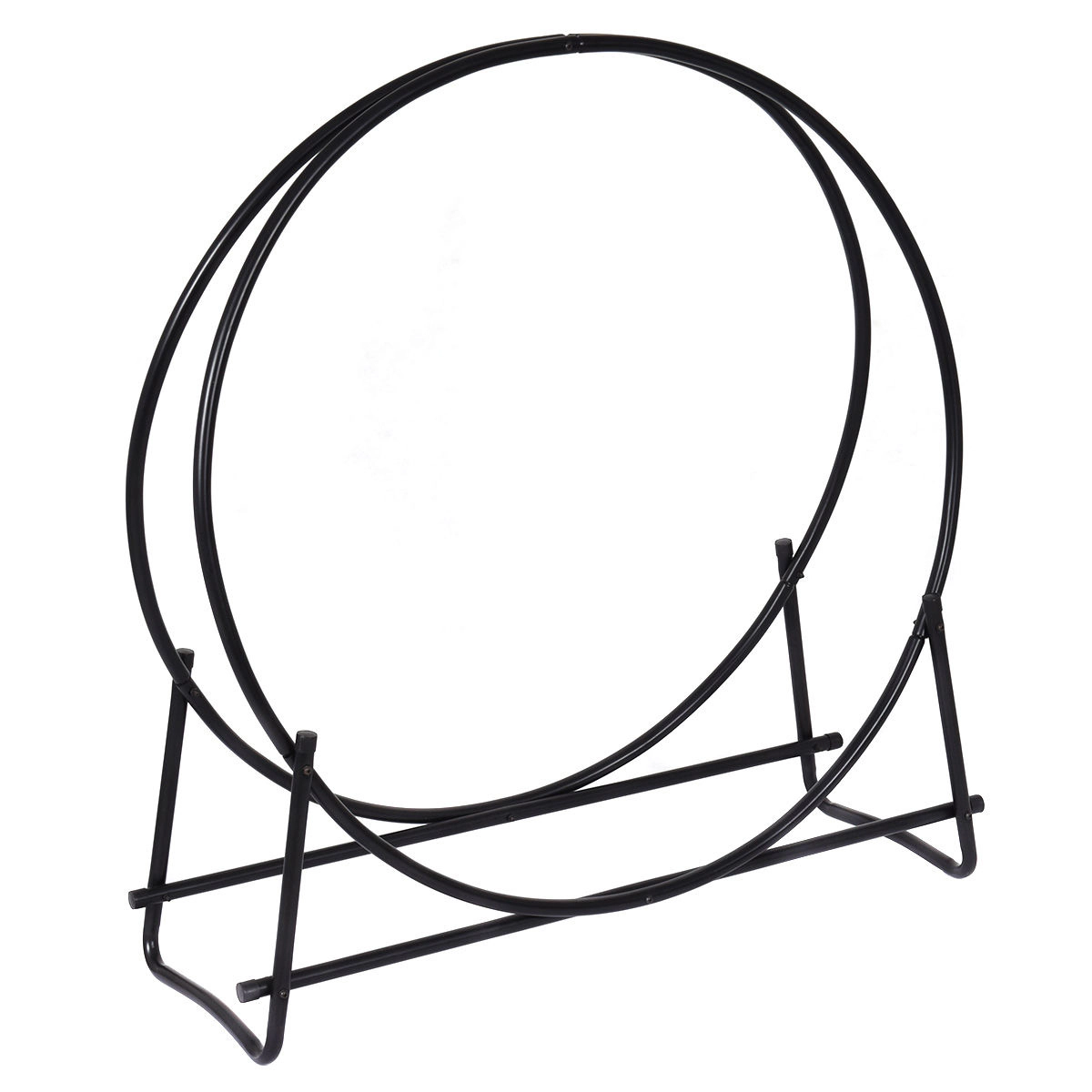 SUGIFT 40-in W-Type Base Rust-Resistant Tubular Steel Firewood Storage Rack 37.6-in x 14.2-in x 40.4-in 440-lb Black