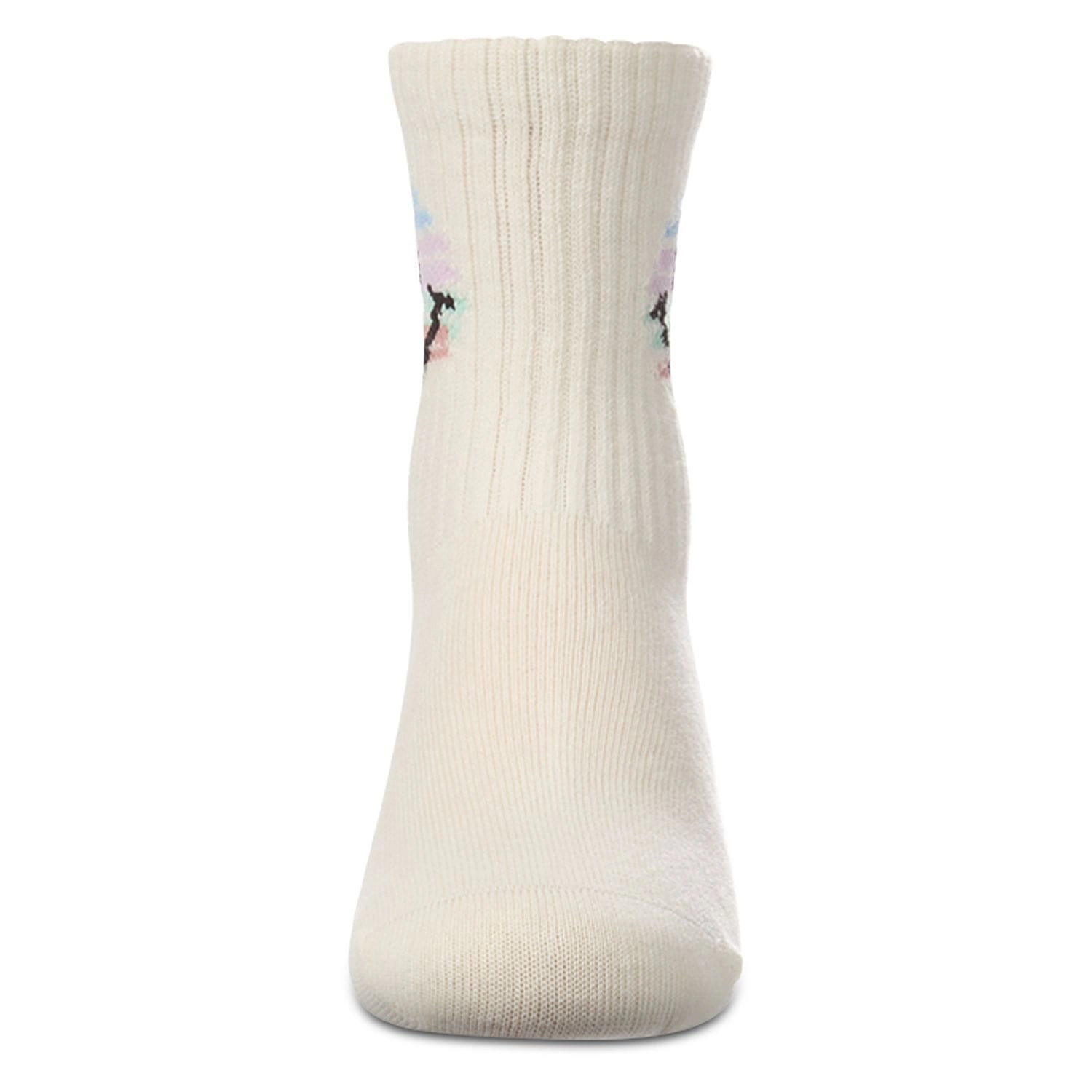 Memoi Girls "Colorful Smiley Face" Pointelle Ribbed Cotton-Rich Novelty Crew Sock