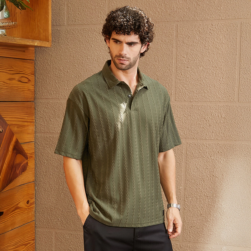 Spiralknot-Tactile Oversized Polo T-Shirt