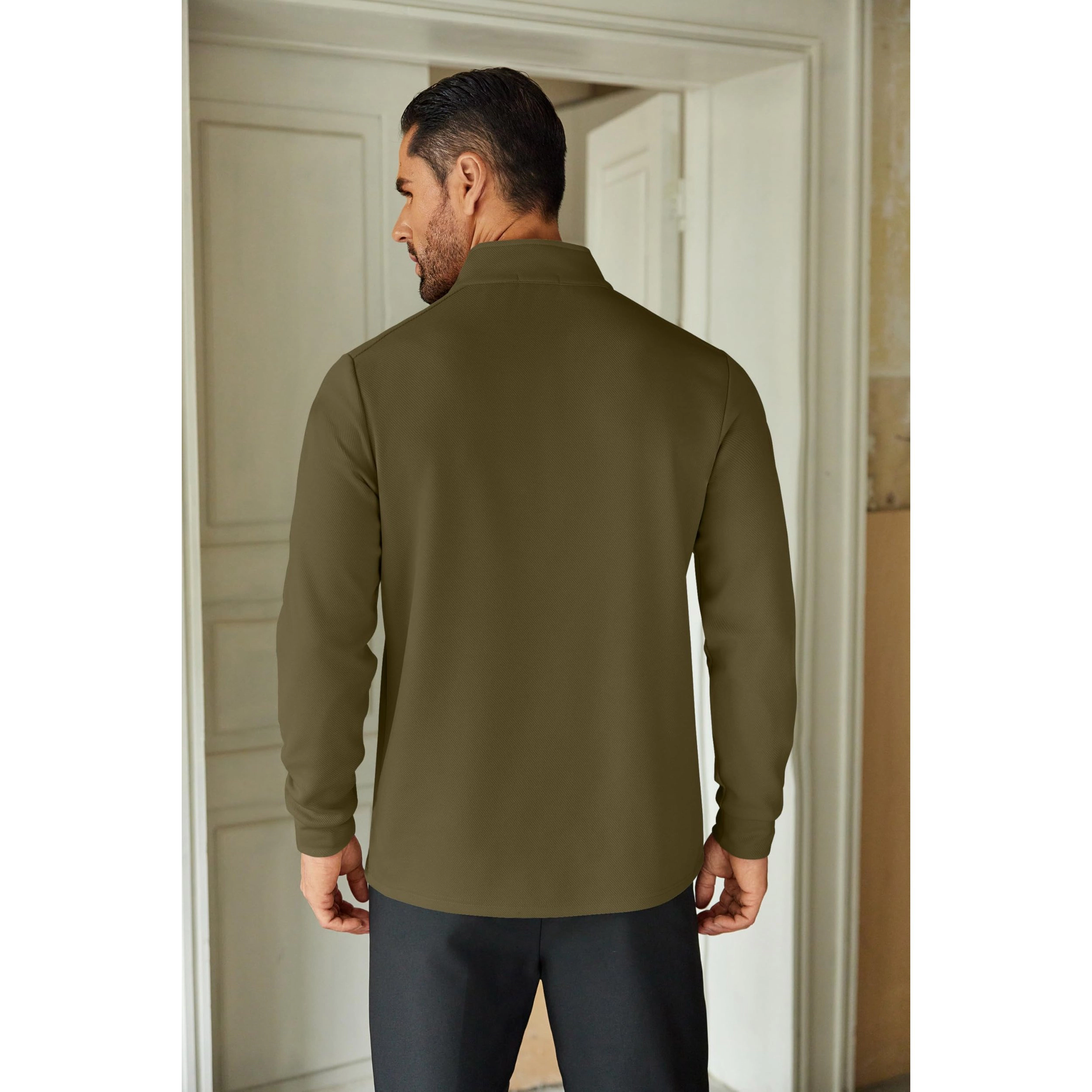 COOFANDY Men's Regular Fit Long Sleeve Quarter Zip Pullover