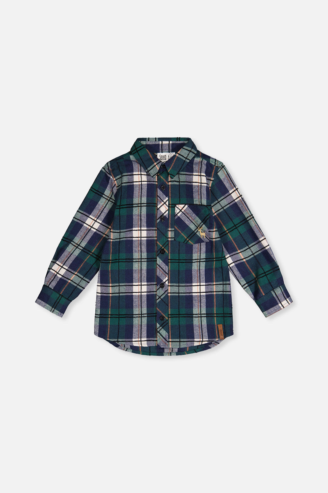Deux par Deux Boys Long Sleeve Button-Front Plaid Shirt