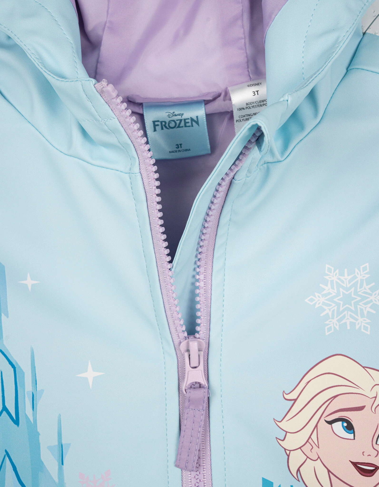 Disney Girls' Hooded Zip-Up Rain Jacket