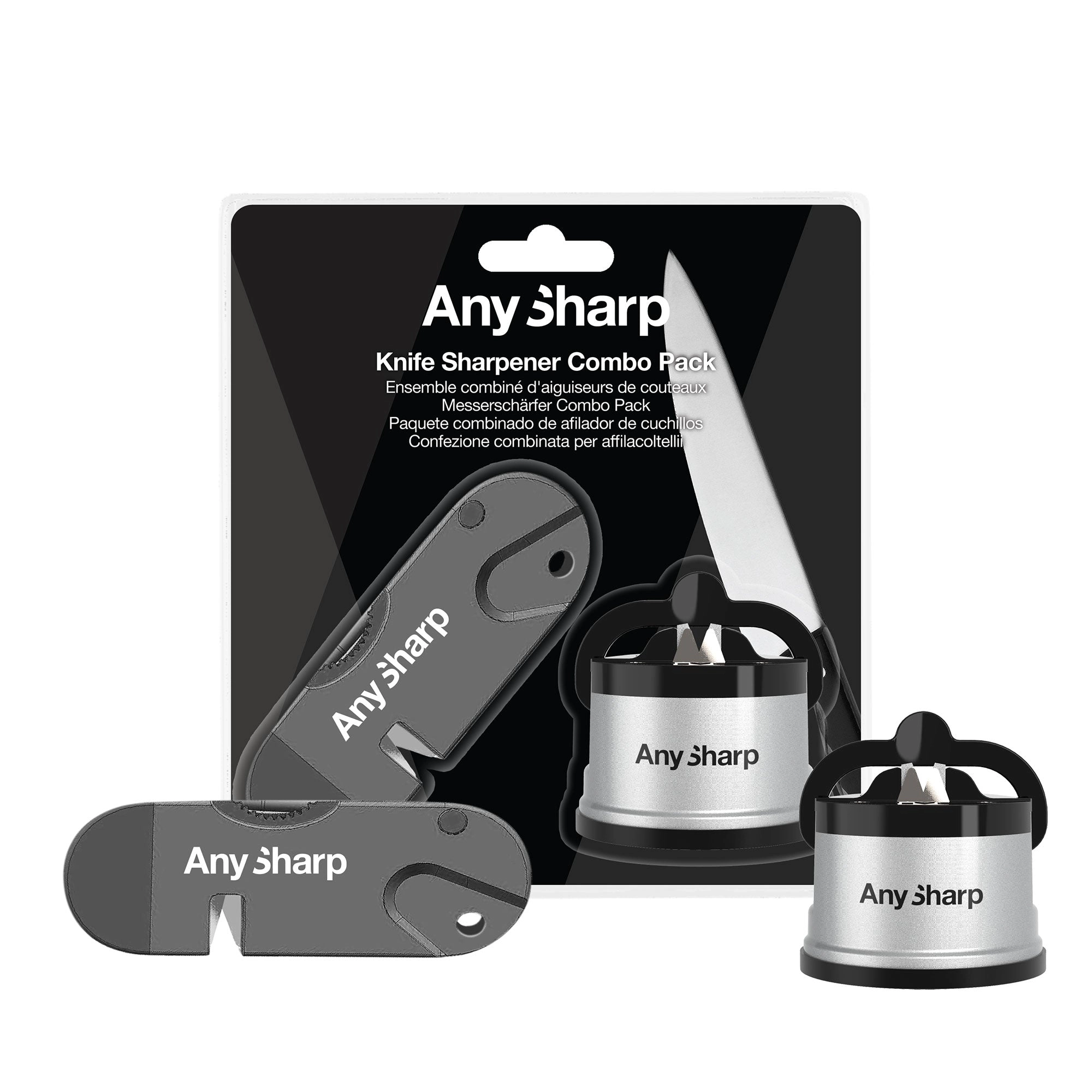 AnySharp Premium Combo Pack - Editions Sharpener & Tactical Pocket Knife Sharpener