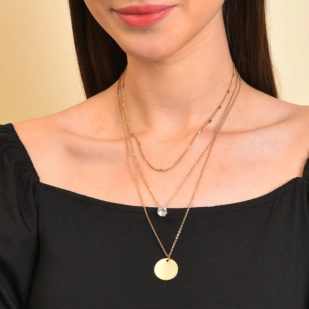 SOHI Women's Gold Everyday Multi-Layer Necklace