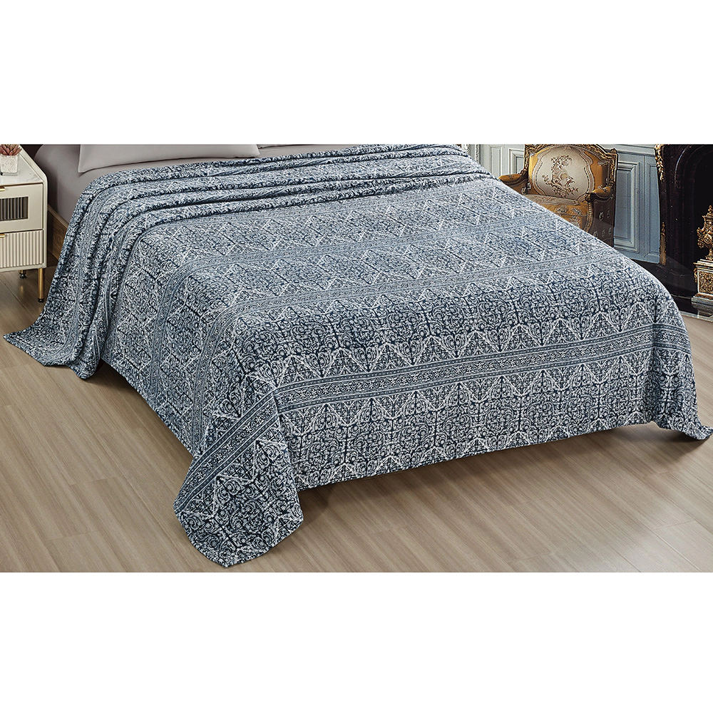 Plazatex Luxurious Ultra Soft Lightweight Montgomery Printed Bed Blanket Blue 60" x 90"