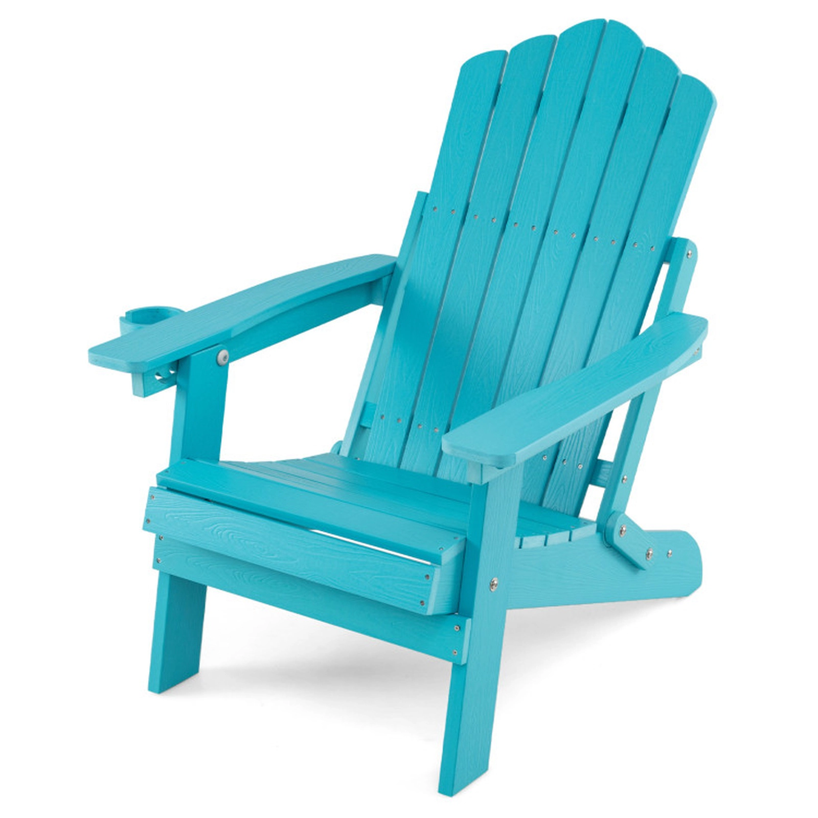 SUGIFT Turquoise Folding Adirondack Chair with 3.5-in Cup Holder 46.5-in W 29-in D 330-lb Seat Capacity