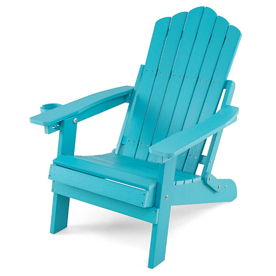 SUGIFT Turquoise Folding Adirondack Chair with 3.5-in Cup Holder 46.5-in W 29-in D 330-lb Seat Capacity