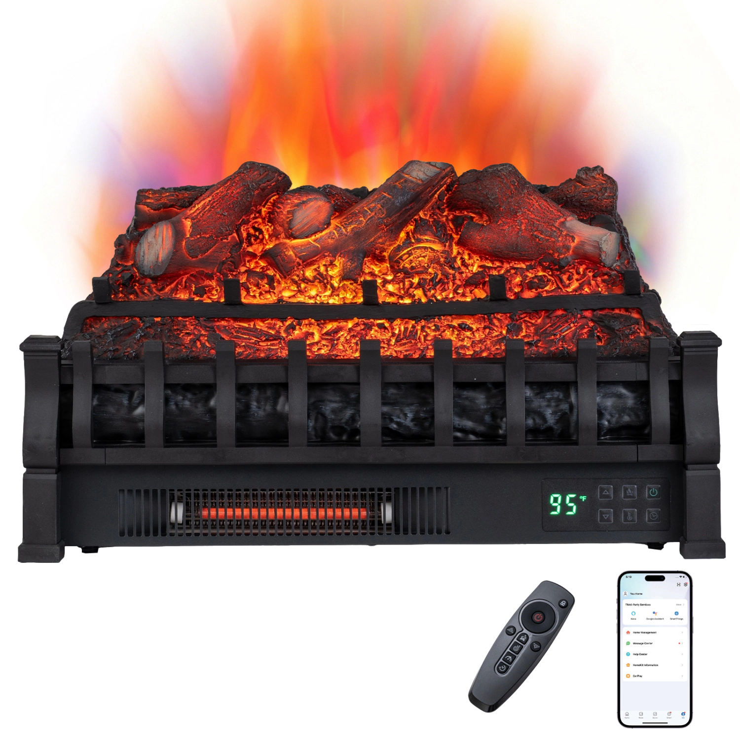 LJG 23" WiFi Fireplace Insert Lemonwood Set with App and Remote