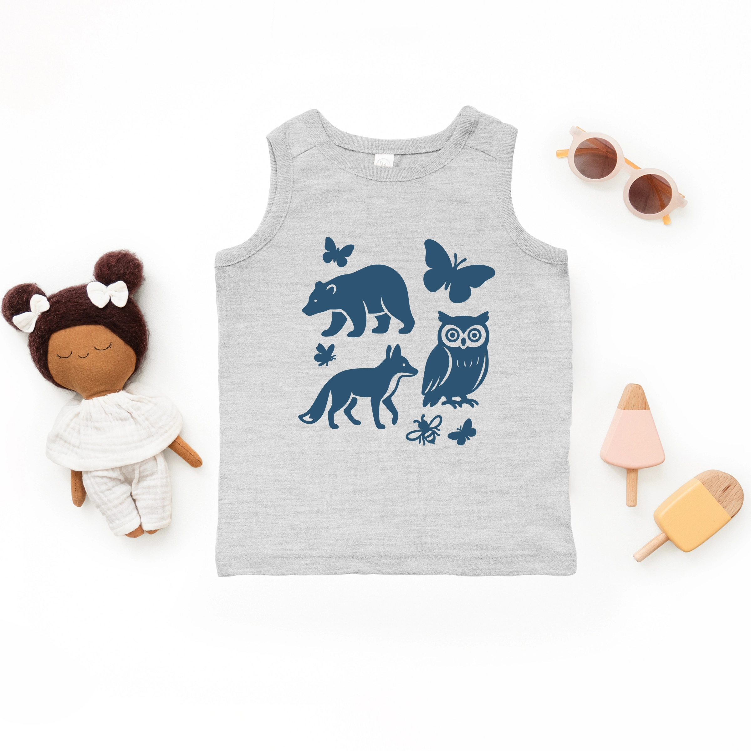 The Juniper Shop - Toddler Graphic Tank Woodsy Animals