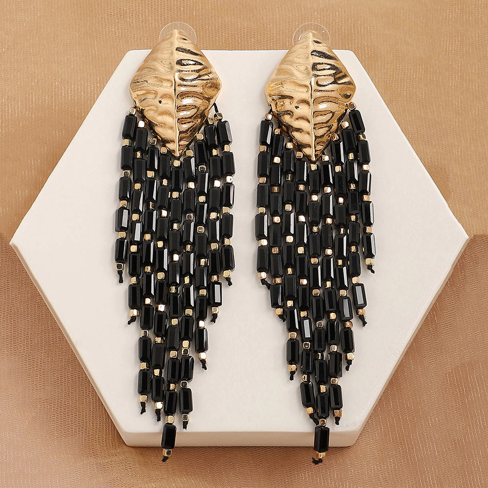 SOHI Women's Black Drop Earrings