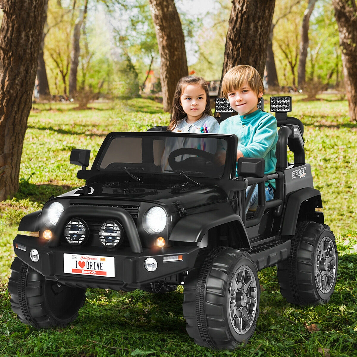 Hivvago 12V 2-Seater Ride on Car Truck with Remote Control and Storage Room