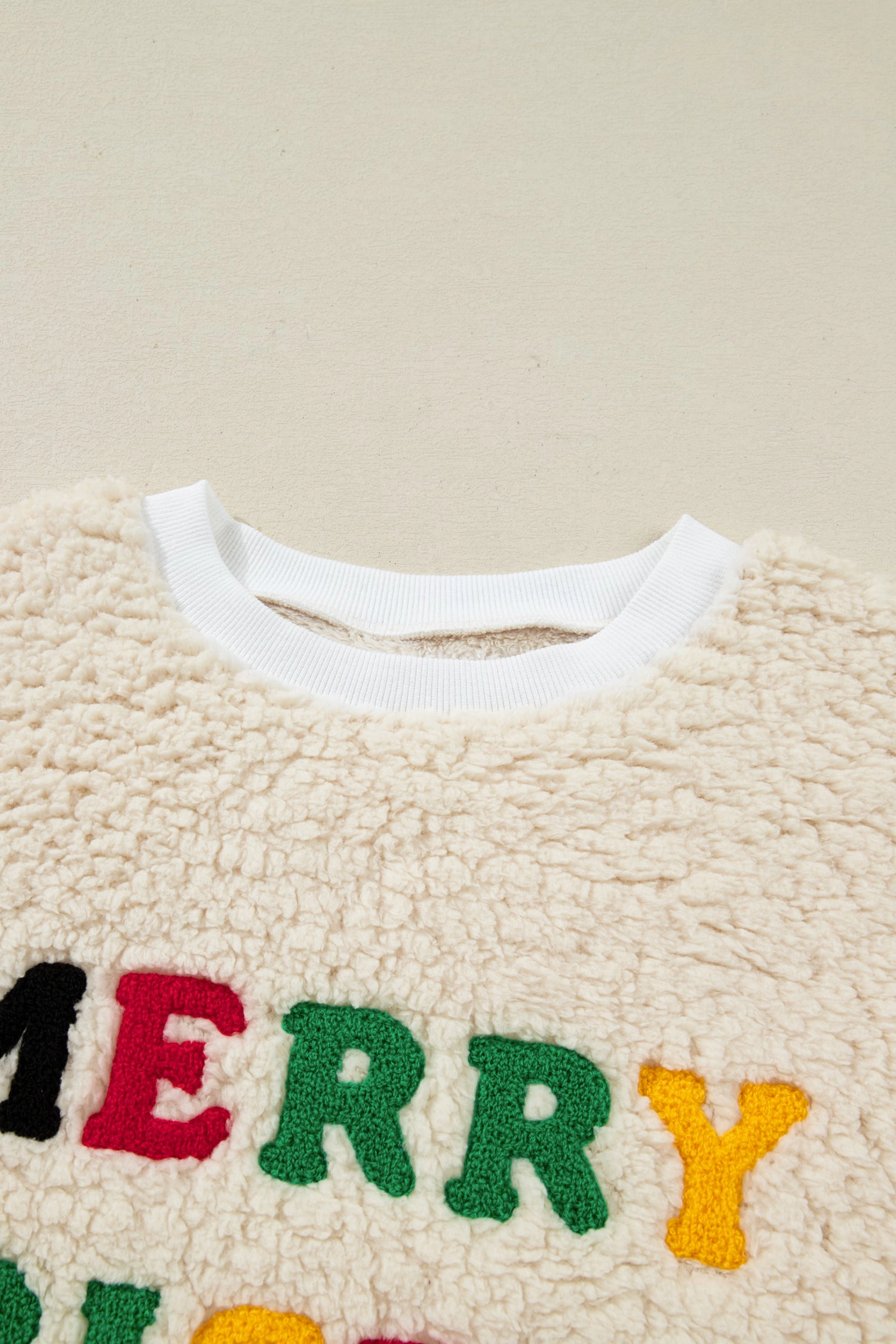 Threaded Pear Women's Ensley Christmas Embroidered Sherpa Pullover
