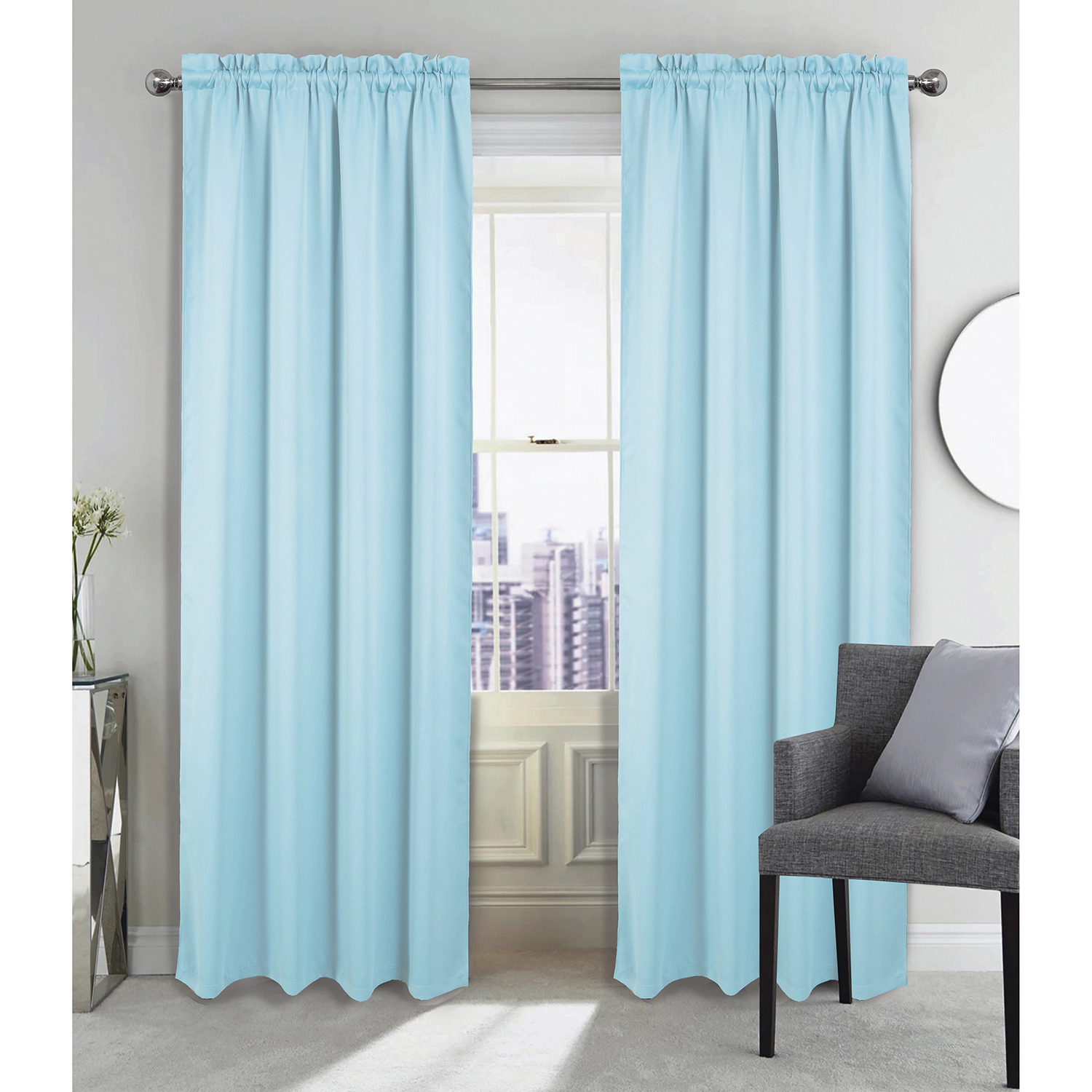 RT Designers Collection 100% Polyester Twilight Blackout Rod Pocket Curtain Panel 54" x 84" Blue