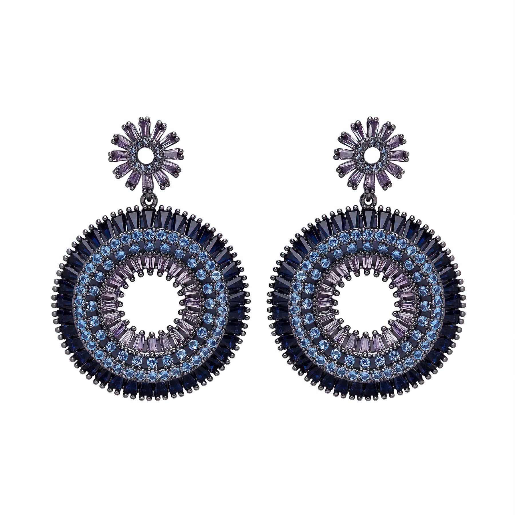 AGP PARIS Womens Diva Floral Round Drop Earrings