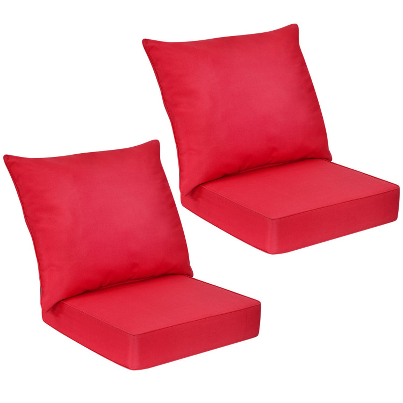 SUGIFT Red Deep Seat Outdoor Patio Chair Cushion Set with Back Pad and Rope Belts 25-in W 25-in D 5-in H
