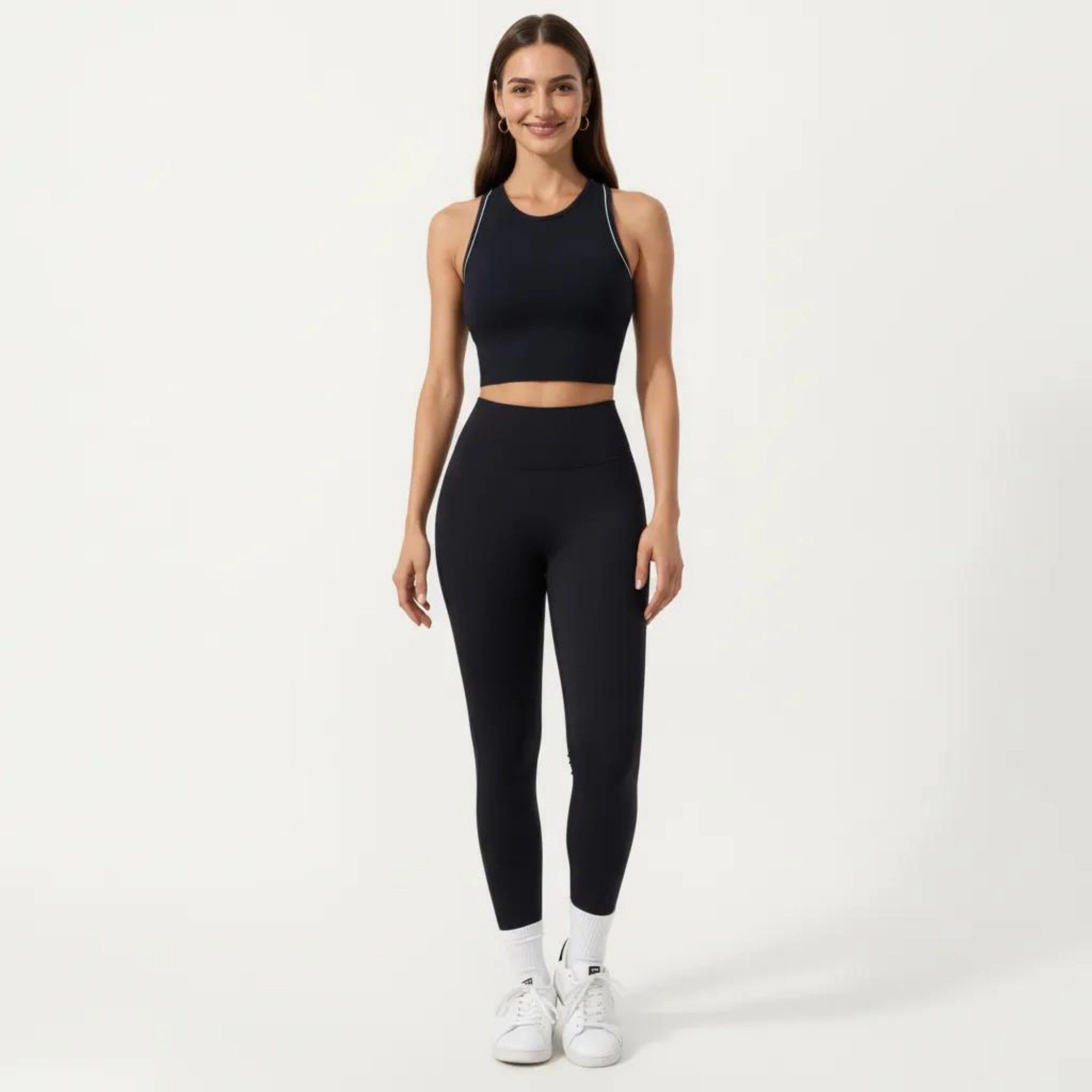 Anna-Kaci Women's Sleeveless Cropped Fitted Active Tank Top with Contrast Trim and Smooth Stretch Fabric
