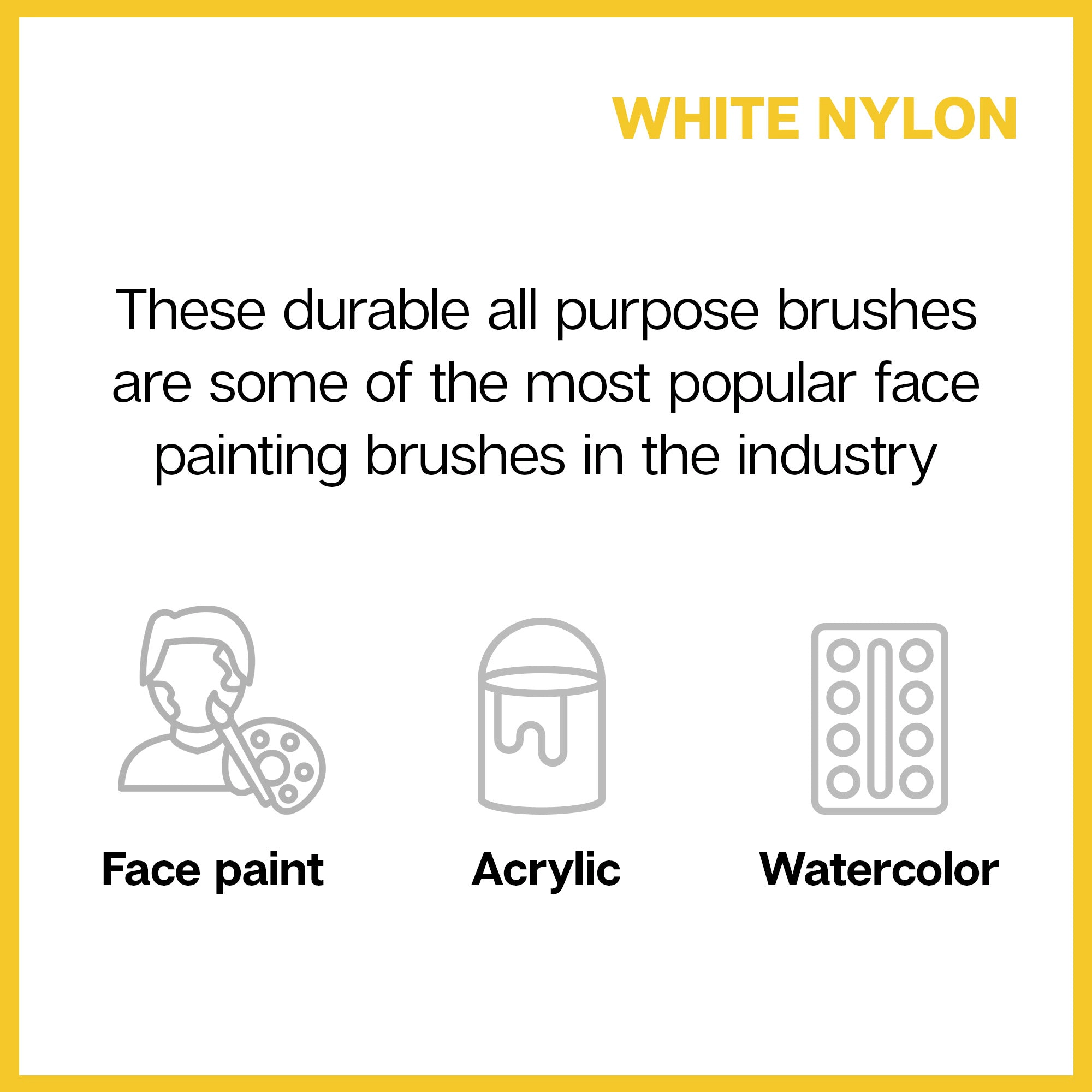 KINGART White Nylon 7950 Round Short Handle Brush Set - 8 pc