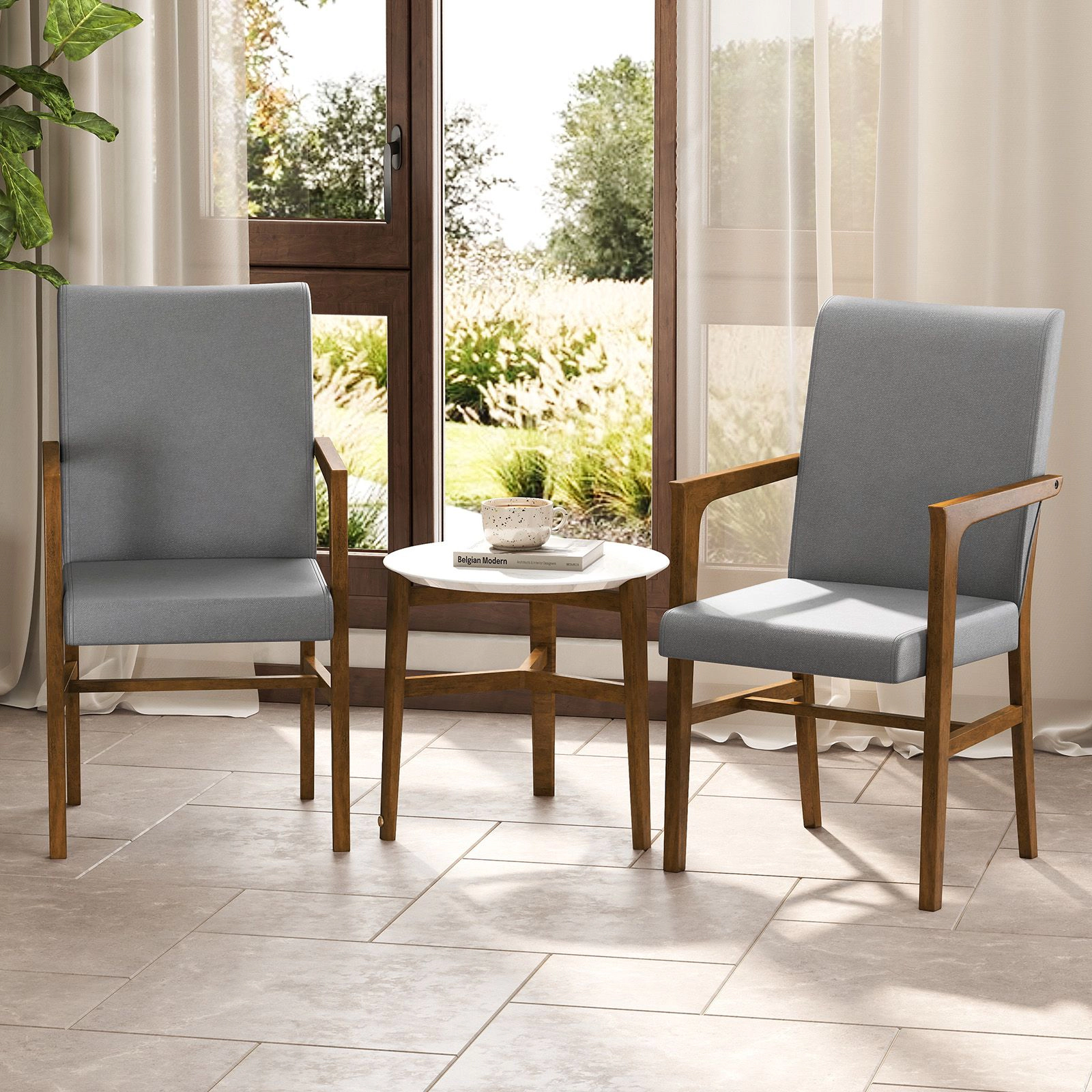 SlickBlue Set of 2 Upholstered Accent Chairs with High Back & Armrests