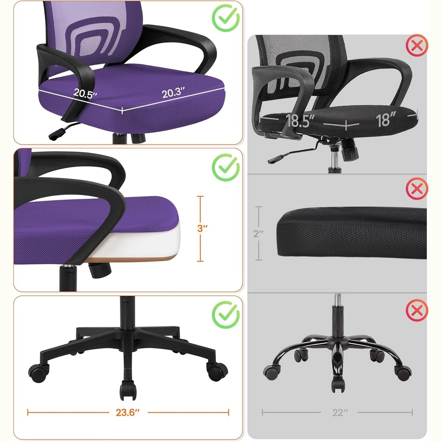 Platinum-Level Office Chairs Ergonomic Breathable Purple Mesh Mid Back Computer Office Chair Adjustable Swivel For Home
