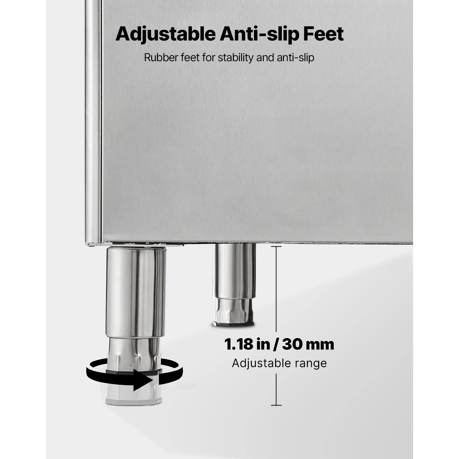 HONGGE Commercial Ice Maker Storage Bin Ice-Bin Stainless Steel Commercial Ice Storage Bin with Adjustable Anti-slip