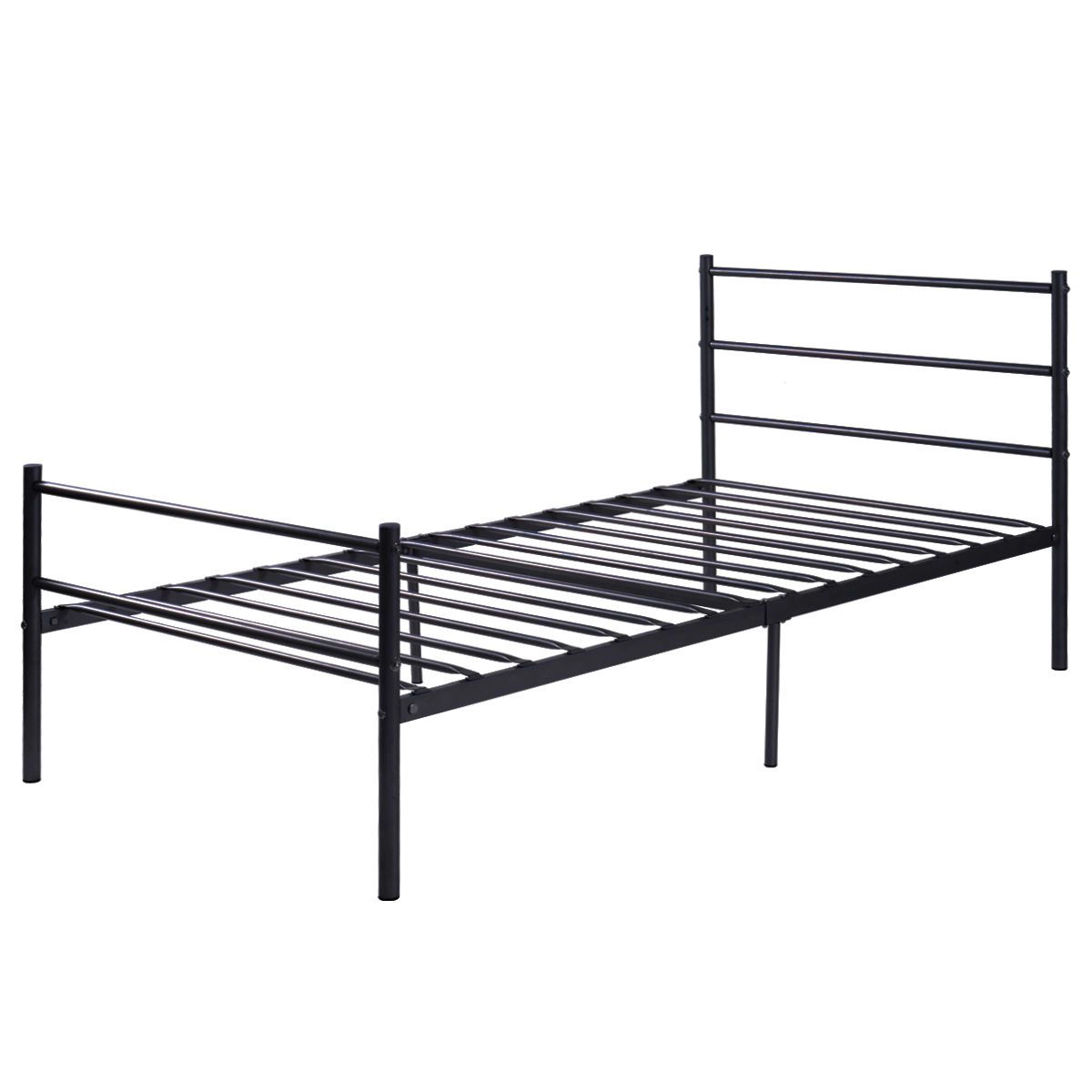 SlickBlue Heavy Duty Twin Metal Bed Frame with Headboard and Supports