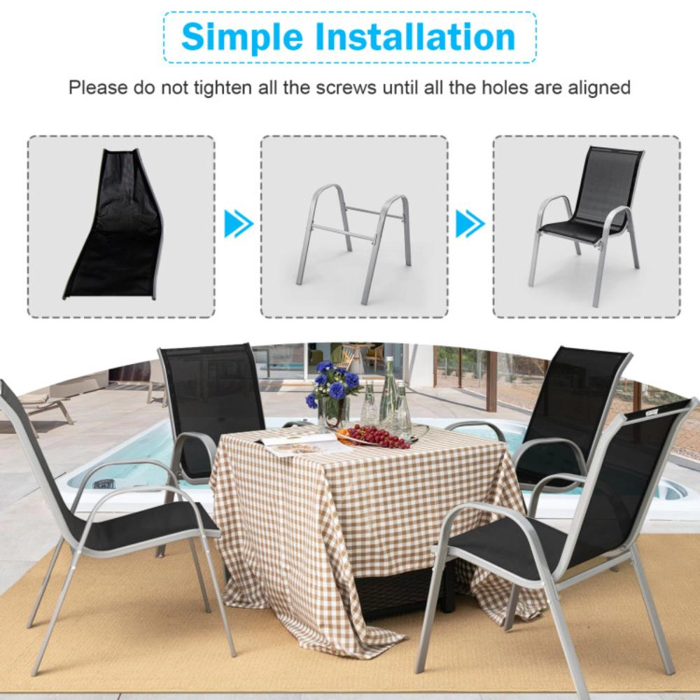Hivvago Outdoor Dining Table Set With Extendable Aluminum Table And 4 Stackable Chairs