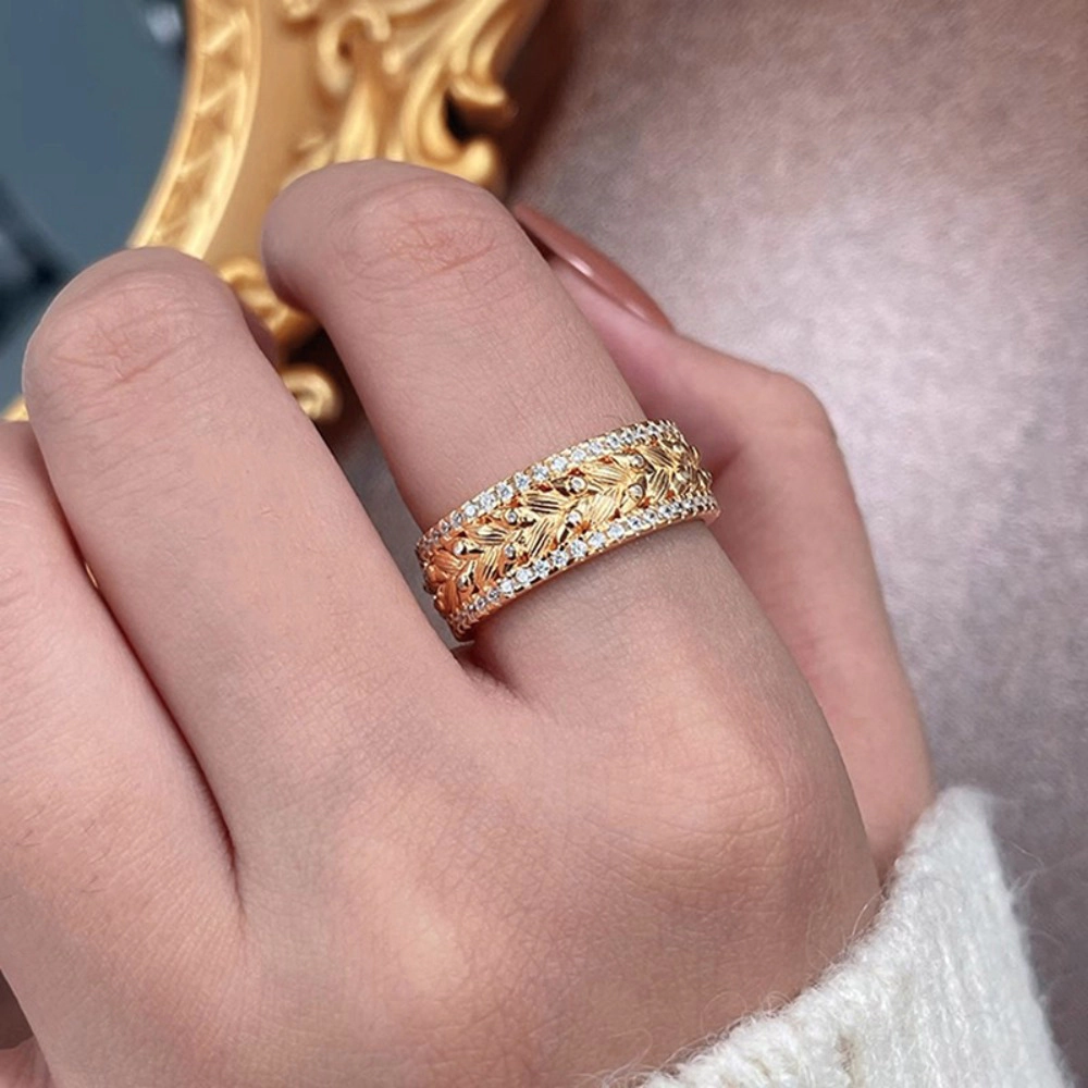 Full-Circle Wheat Ear Micro Pave CZ Ring for Women