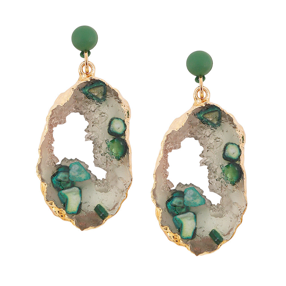 SOHI Women's The Wilderness Drop Earrings - Emerald Green