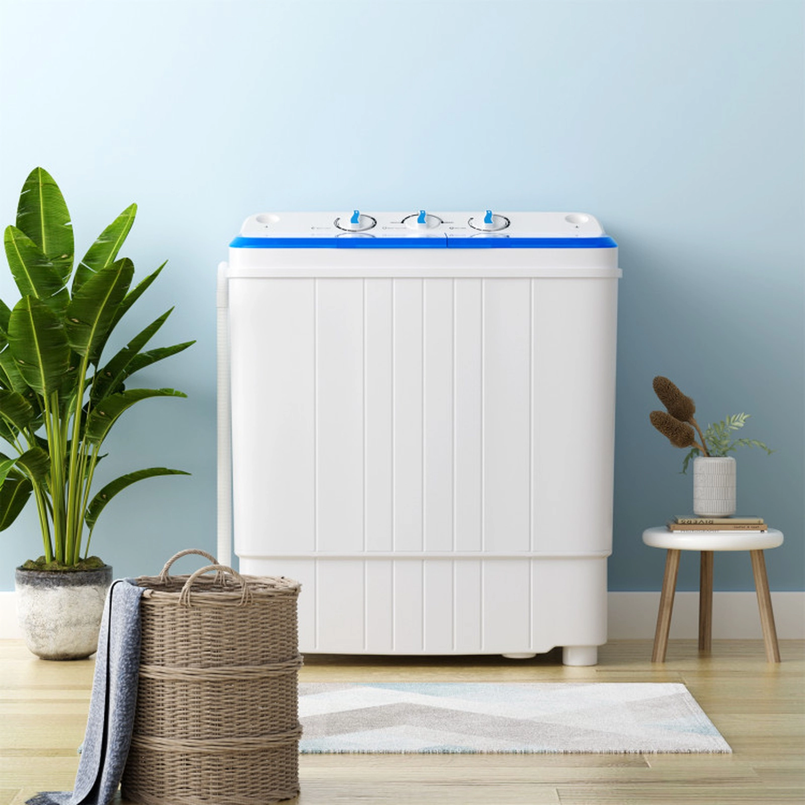 SUGIFT Blue Twin Tub Portable Washing Machine with 11-lb Washer and 6.6-lb Spinner 22.5-in W 14-in D 25.5-in H
