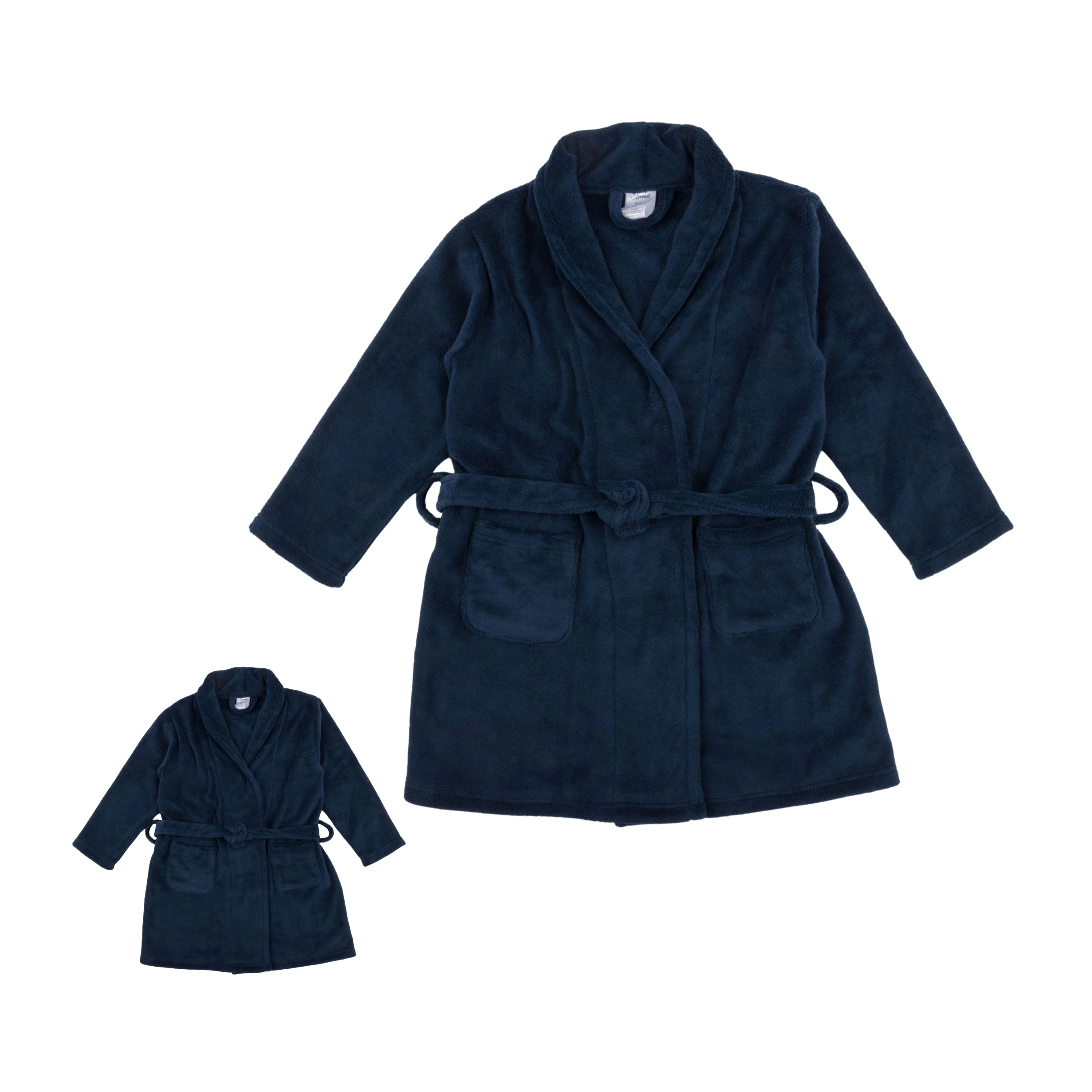 Leveret Girl & Matching Doll Solid Fleece Hooded Robe Set