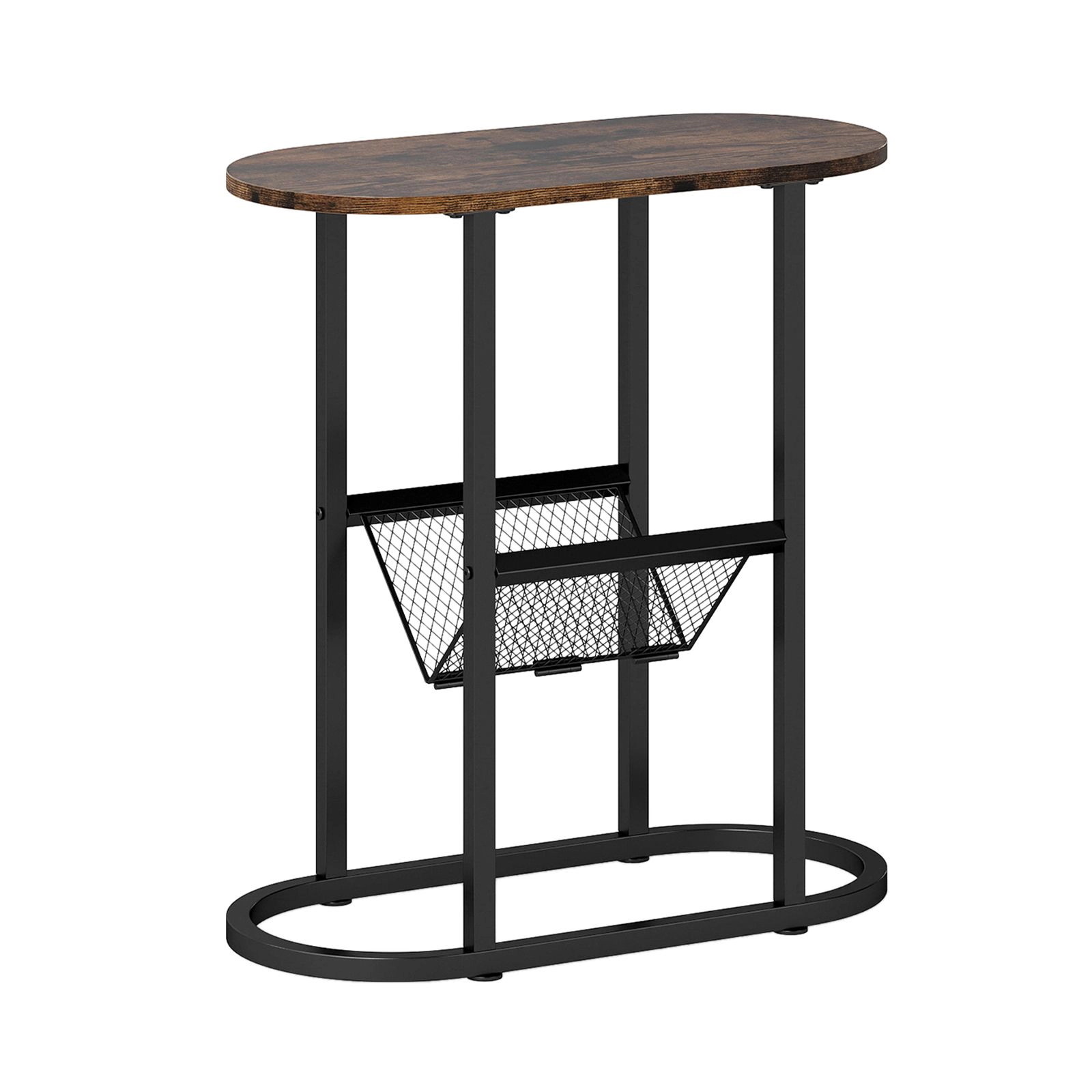 SlickBlue 2-Tier Narrow Side Table with Mesh Storage Shelf