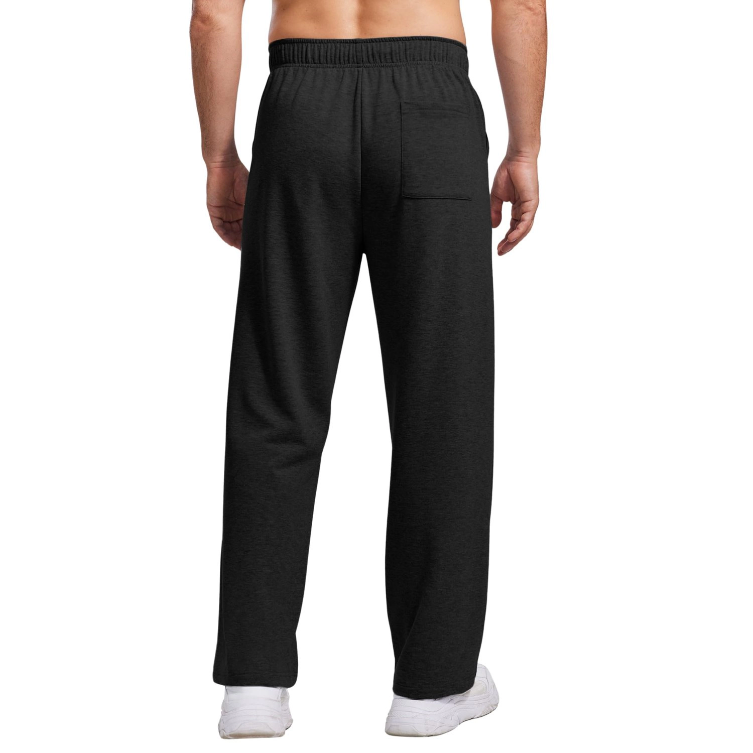 Pinspark Mens Solid Black Sweatpants Drawstring Waist Straight Leg Lounge Pants