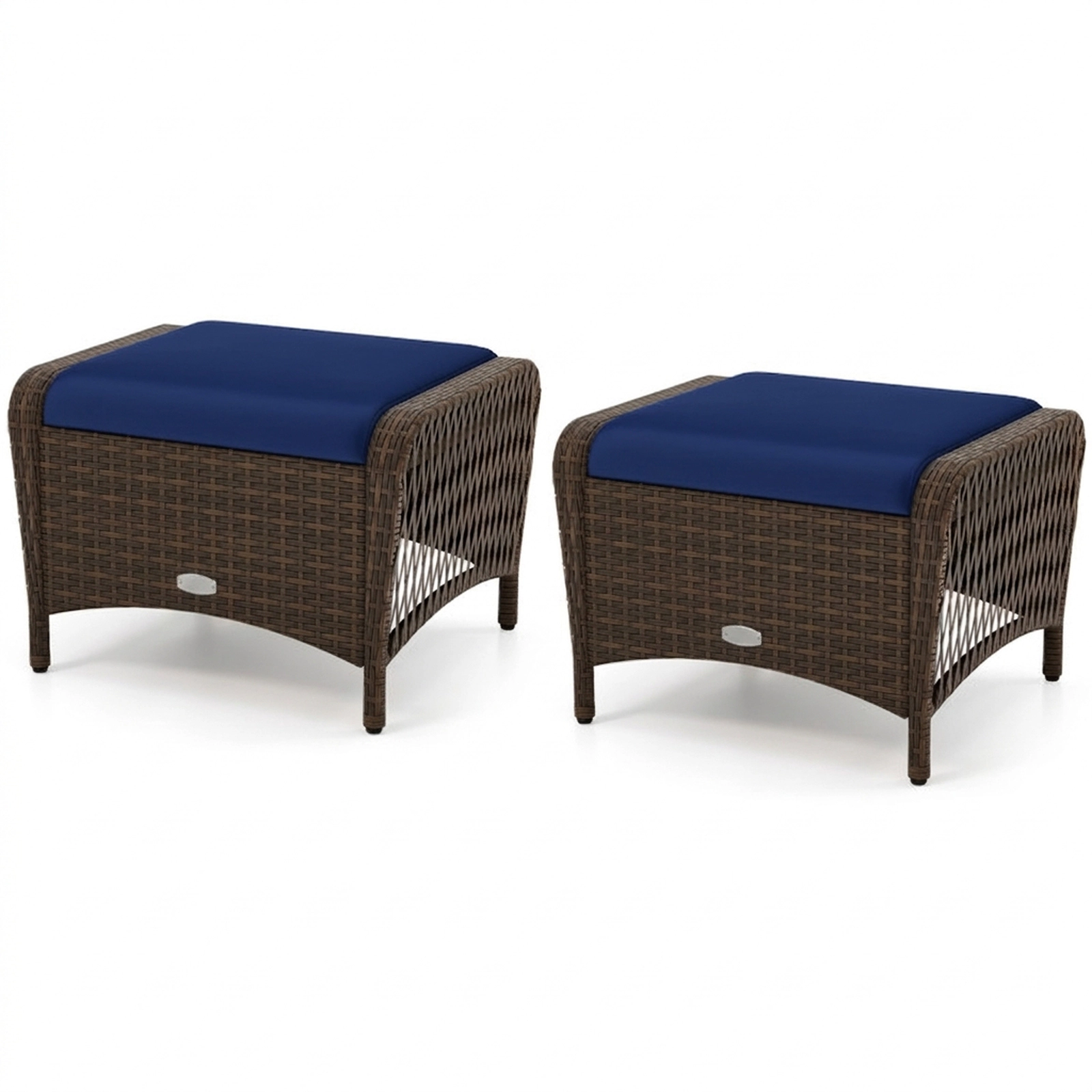 SUGIFT Outdoor Patio Ottomans 400-lb Capacity with Removable Cushions Navy