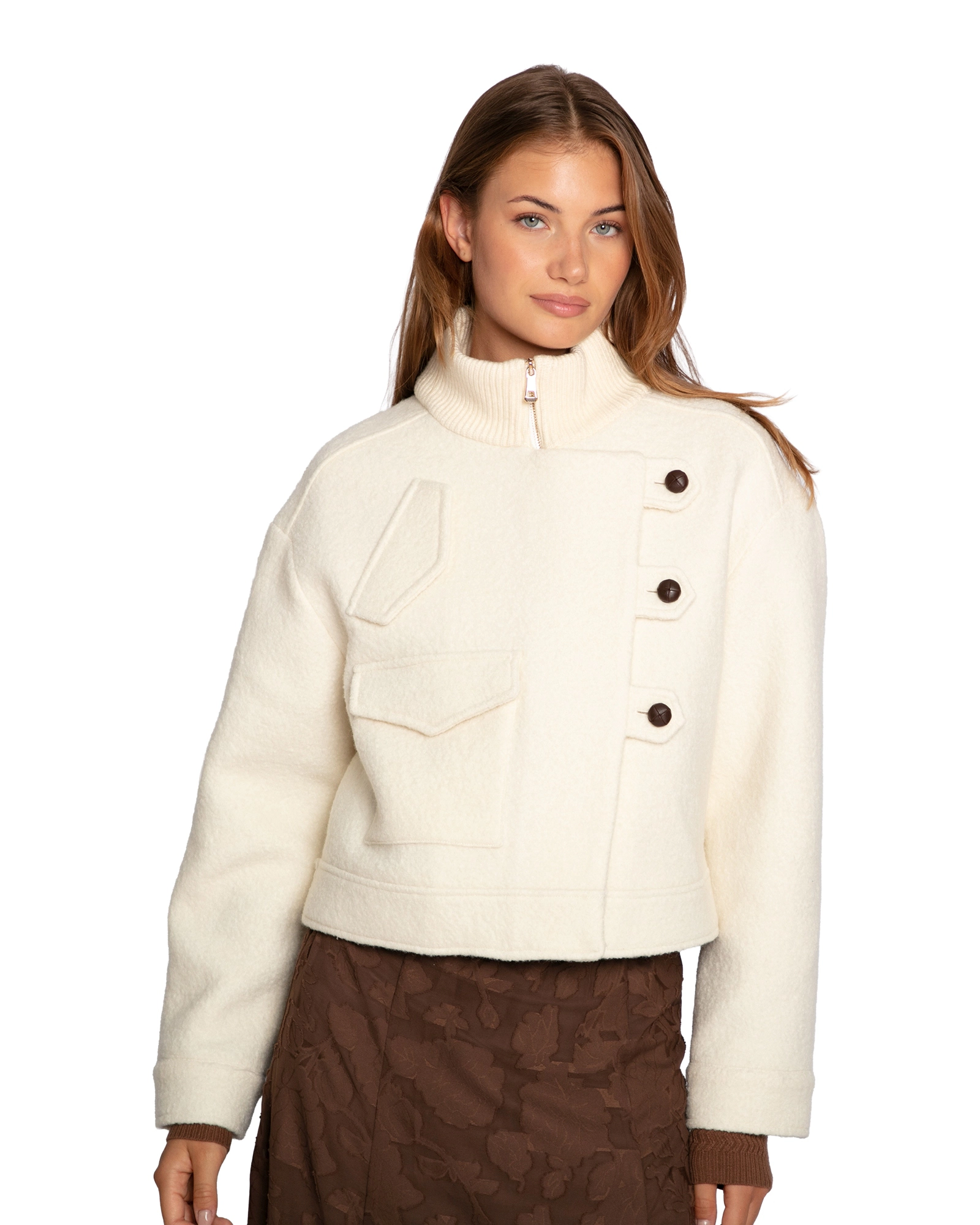 Belle & Bloom Crystal Skies Cropped Wool Rib Jacket