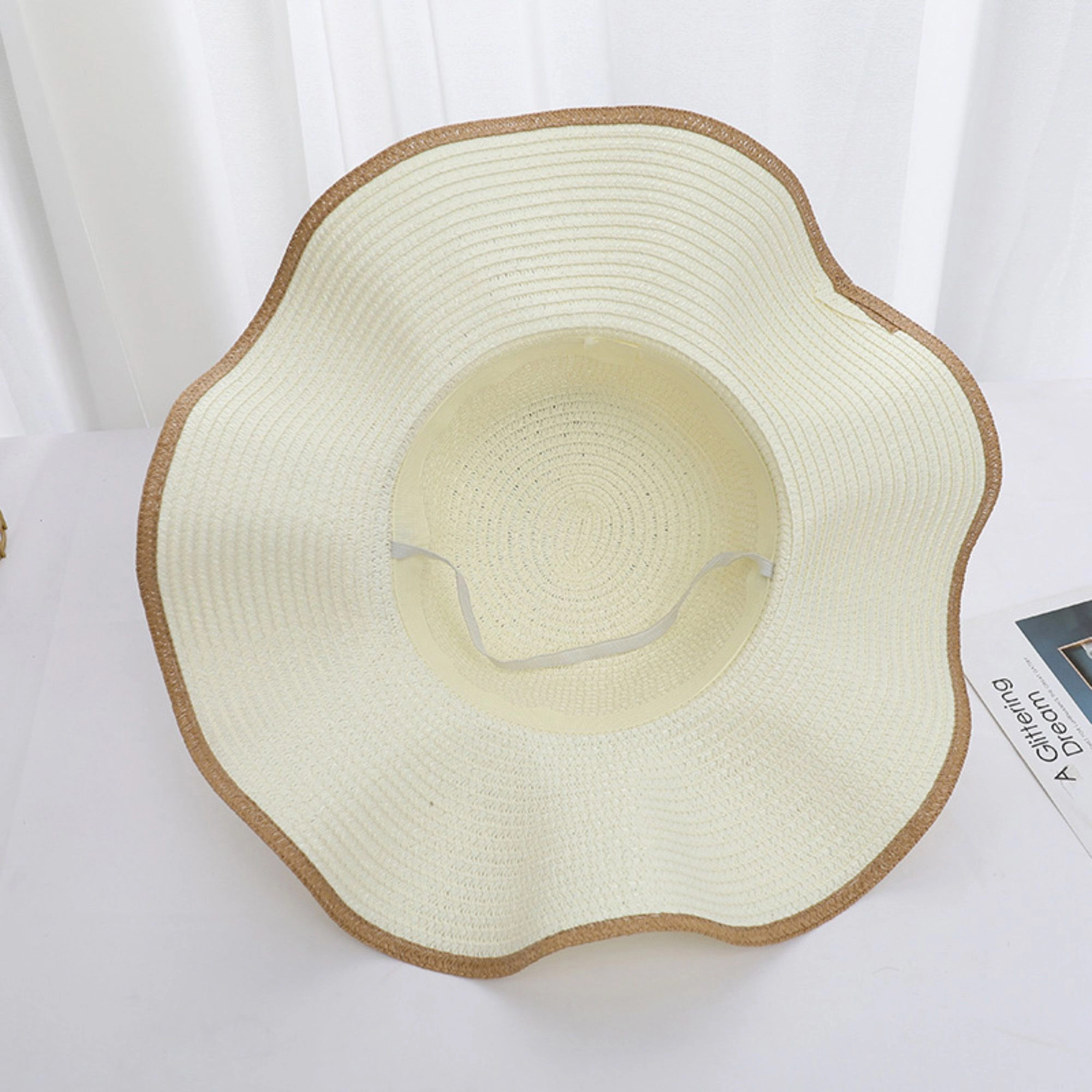 Anna-Kaci Women's Women Wide Brim Sun Hat with Floral Accent Adjustable Fit Elegant Summer Beach