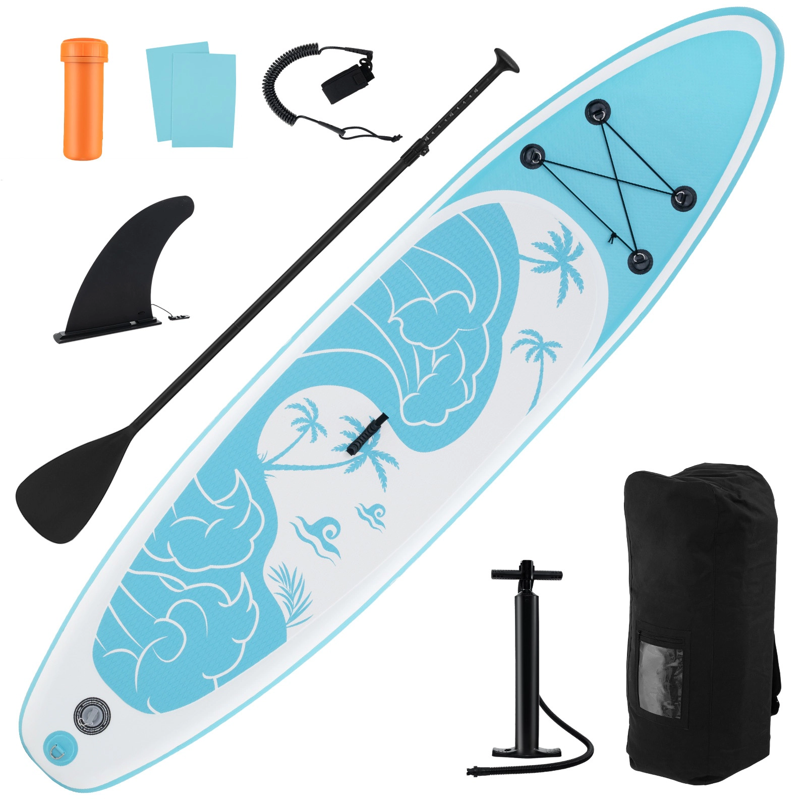 SUGIFT 10-ft 255-lb Capacity Inflatable Stand Up Paddle Board with V-Shaped Nose Triple Fins and Hand Pump